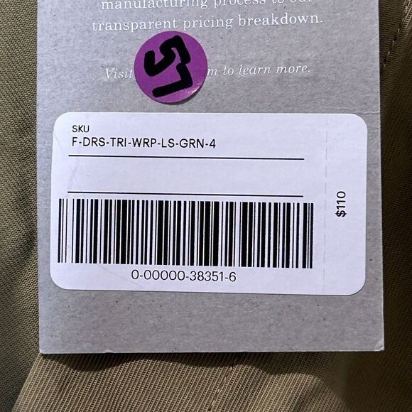 Everlane Japanese GoWeave Long Sleeve Mini Wrap Dress Olive Green Women's 4 NWT - Picture 11 of 11